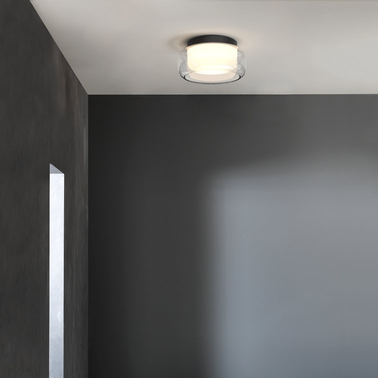 Aquina Matt Black Dual-Shade LED Ceiling Light with Glass Jar Motif