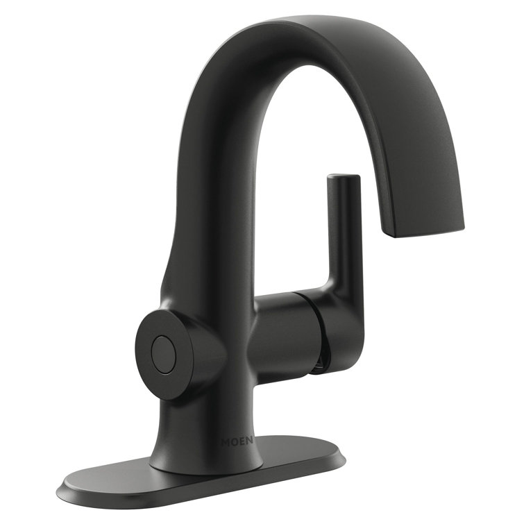 Moen Doux Wave Touchless Matte Black Bathroom Faucet with Drain Assembly