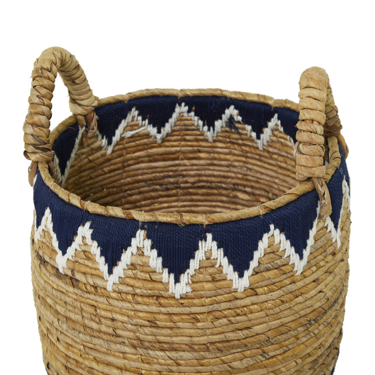 Handmade Round Wicker Storage Baskets with Handles - Set of 2