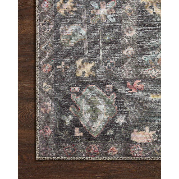 Elysium Charcoal Oriental Floral 8'6" x 11'6" Wool-Synthetic Blend Rug