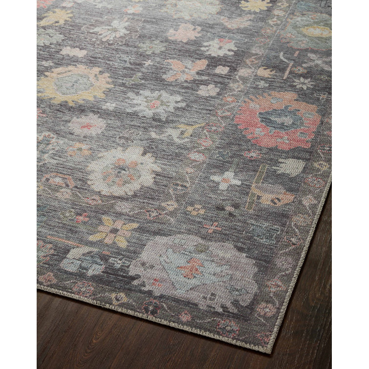 Elysium Charcoal Oriental Floral 8'6" x 11'6" Wool-Synthetic Blend Rug