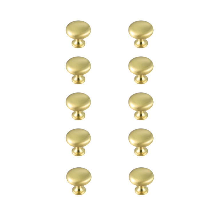 Elegant Brushed Gold Round Mushroom Knob Set with Mounting Hardware