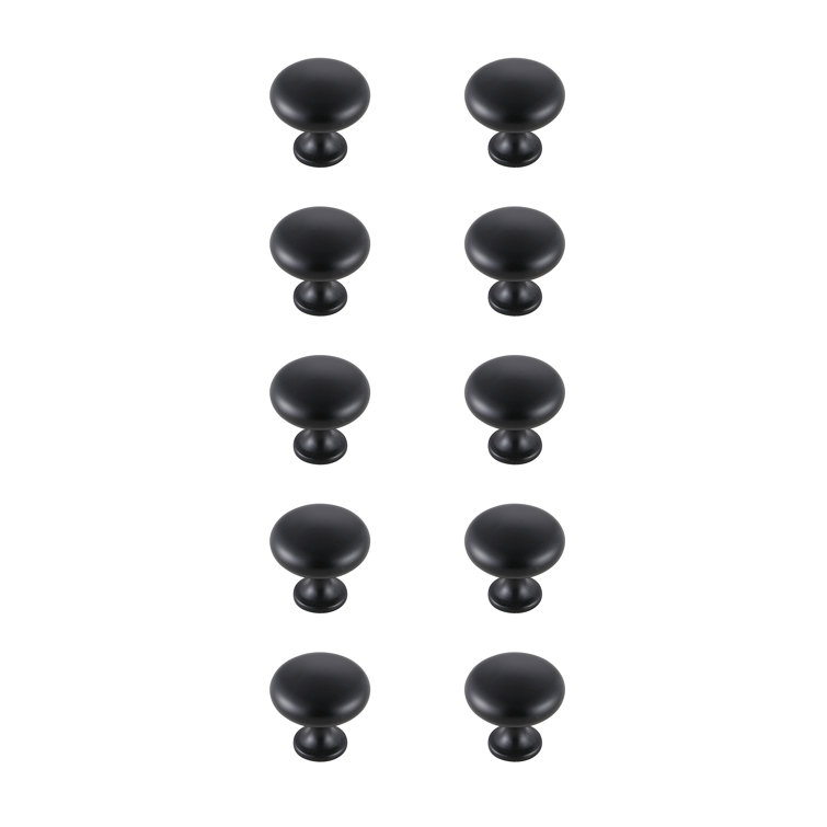 Matte Black Round Mushroom Knob Set with Mounting Hardware