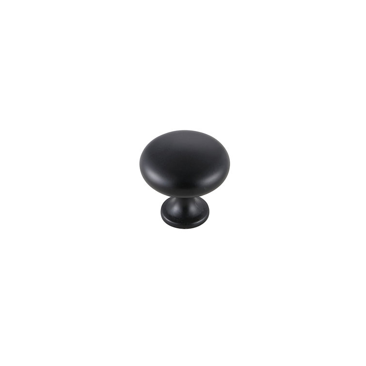 Matte Black Round Mushroom Knob Set with Mounting Hardware