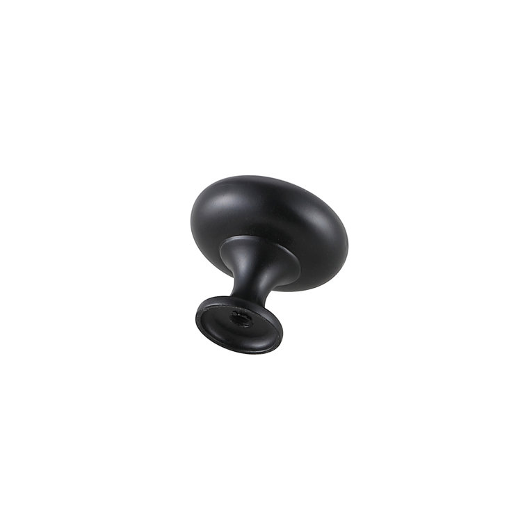 Matte Black Round Mushroom Knob Set with Mounting Hardware
