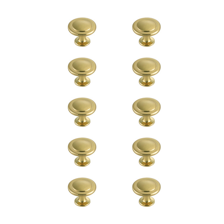 Brushed Gold Round Mushroom Knob Set with Mounting Hardware