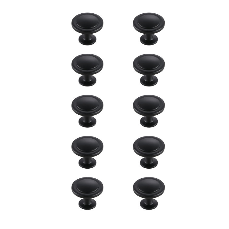 Matte Black Round Mushroom Knob Set with Mounting Hardware