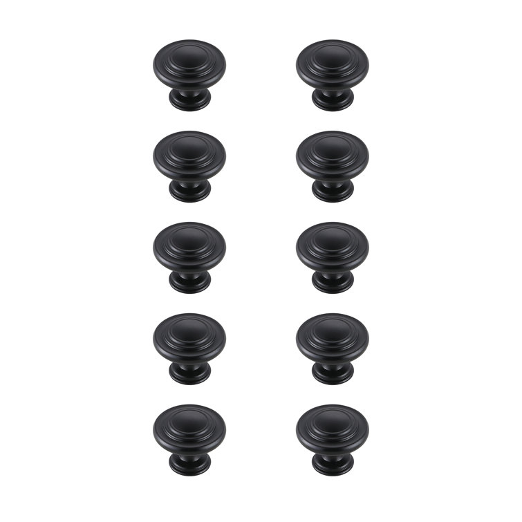 Matte Black Round Mushroom Knob Set with Mounting Hardware