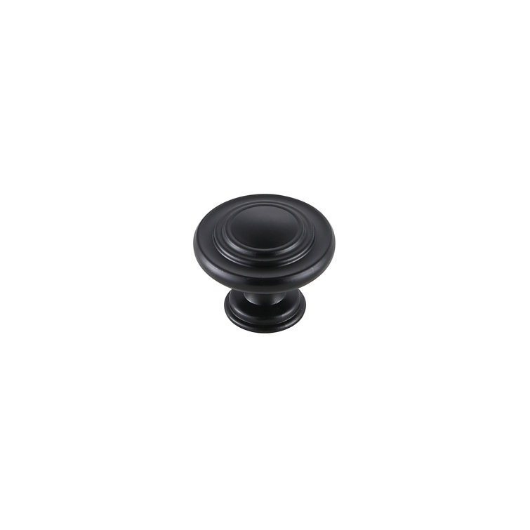 Matte Black Round Mushroom Knob Set with Mounting Hardware