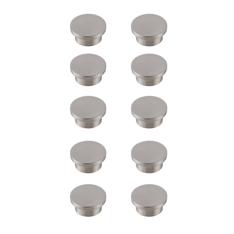 Brushed Nickel Round Oversized Drawer Knobs Set of 10