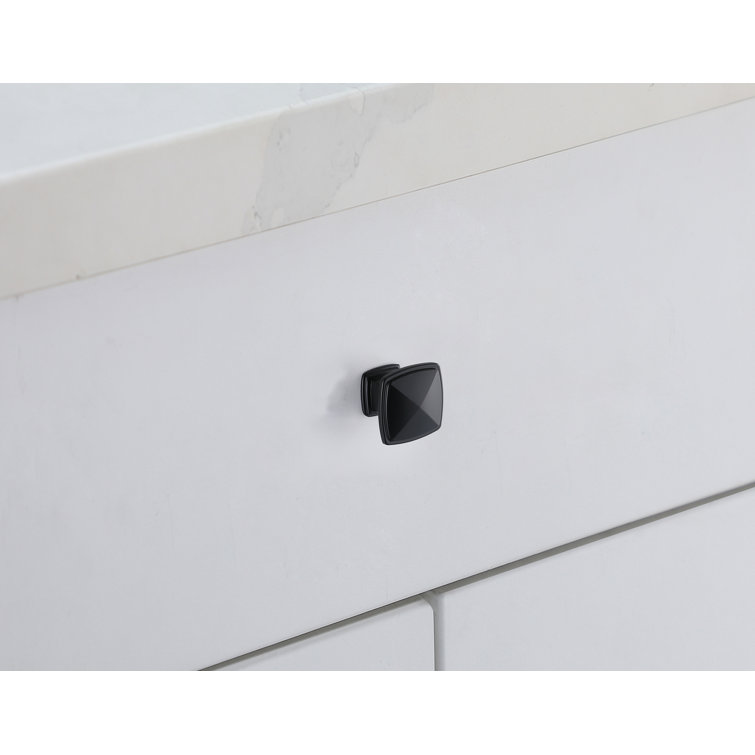 Matte Black Modern Square Brass Drawer Knob Set