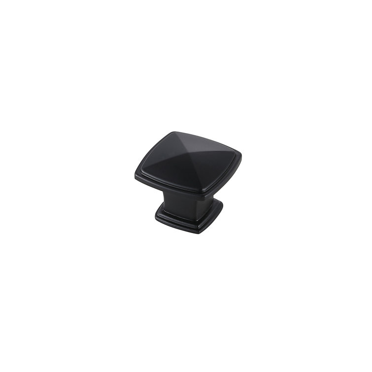 Matte Black Modern Square Brass Drawer Knob Set