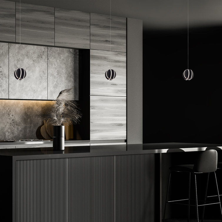 Carillion Mini Globe Black LED Pendant with White Silicone Diffuser