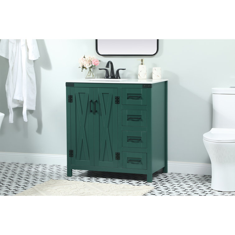 Slayton 32'' Green Oak Freestanding Single Bathroom Vanity