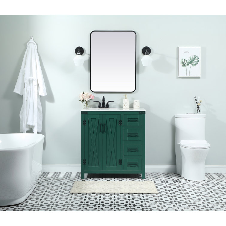 Slayton 32'' Green Oak Freestanding Single Bathroom Vanity