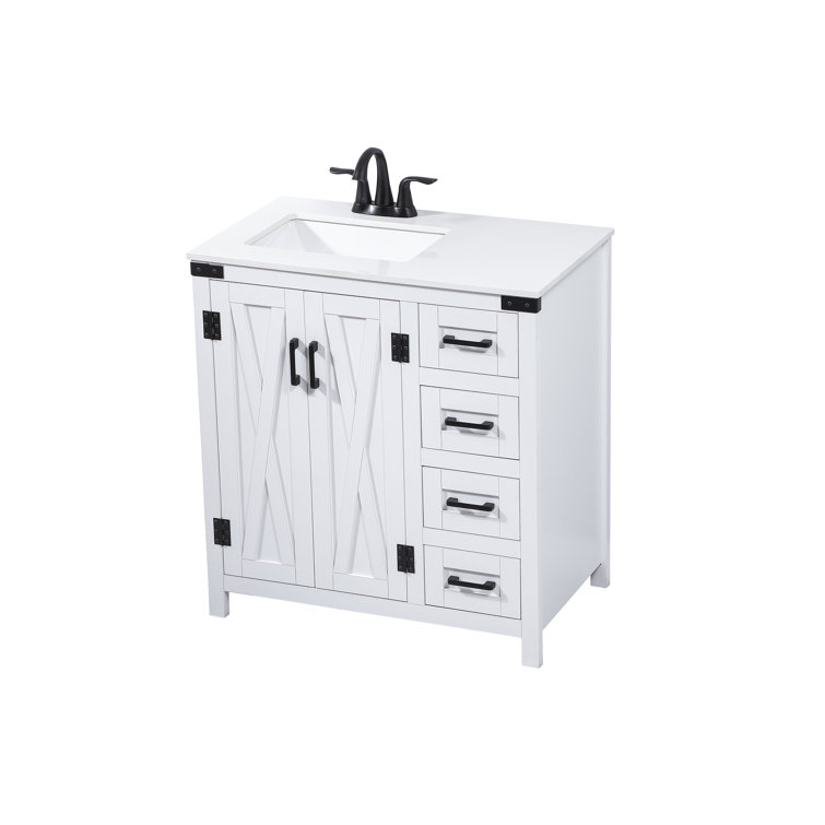 White Freestanding Single Bathroom Vanity with Ceramic Sink