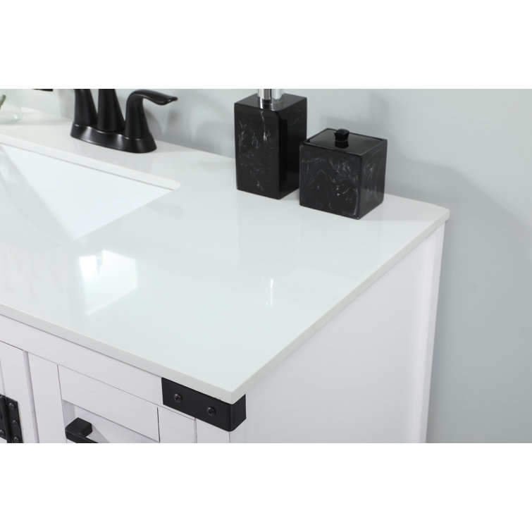 White Freestanding Single Bathroom Vanity with Ceramic Sink