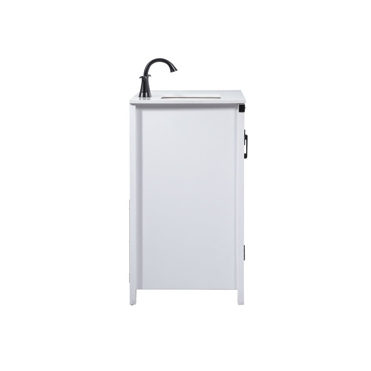 White Freestanding Single Bathroom Vanity with Ceramic Sink