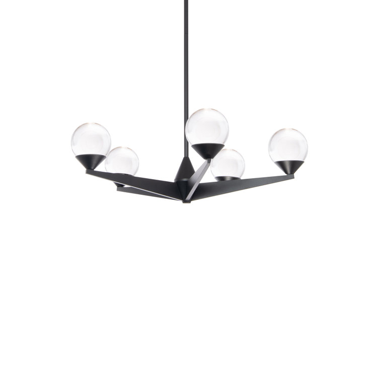 Black Crystal 5-Light LED Globe Chandelier