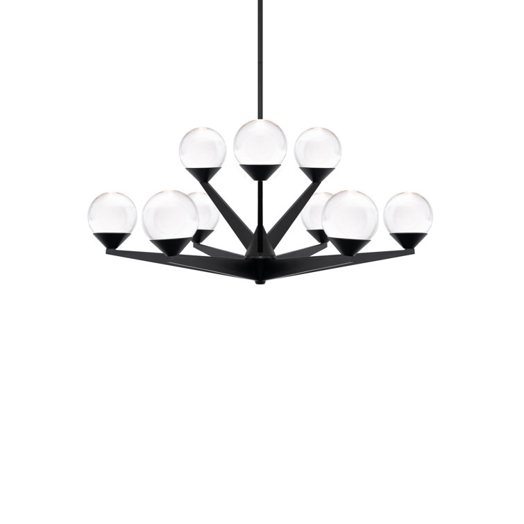 Eclipse Black 9-Light LED Sputnik Sphere Chandelier with Crystal Accents