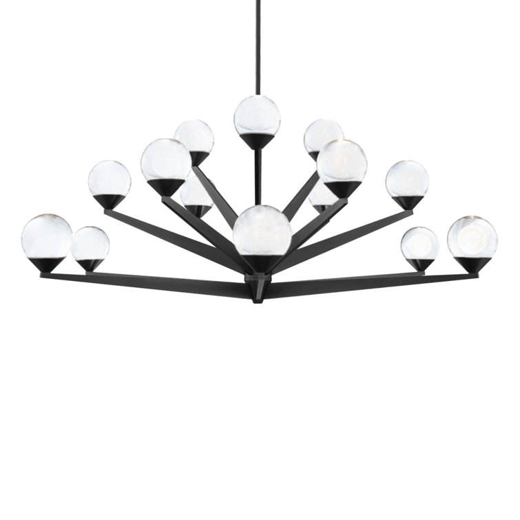 Modern Black Crystal 15-Light LED Sputnik Sphere Chandelier