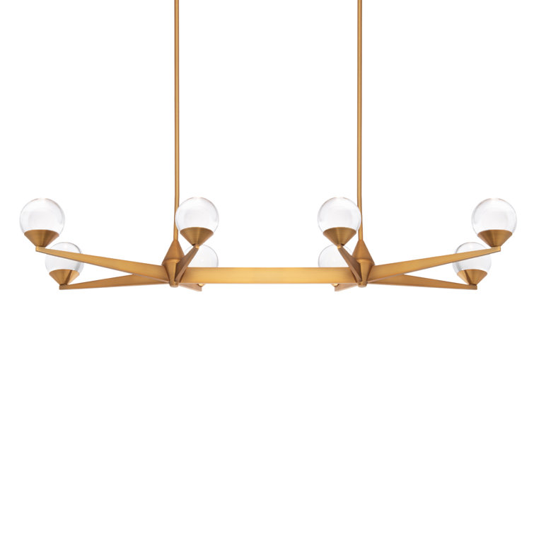 Aged Brass Double Bubble LED Chandelier with Crystal Accents