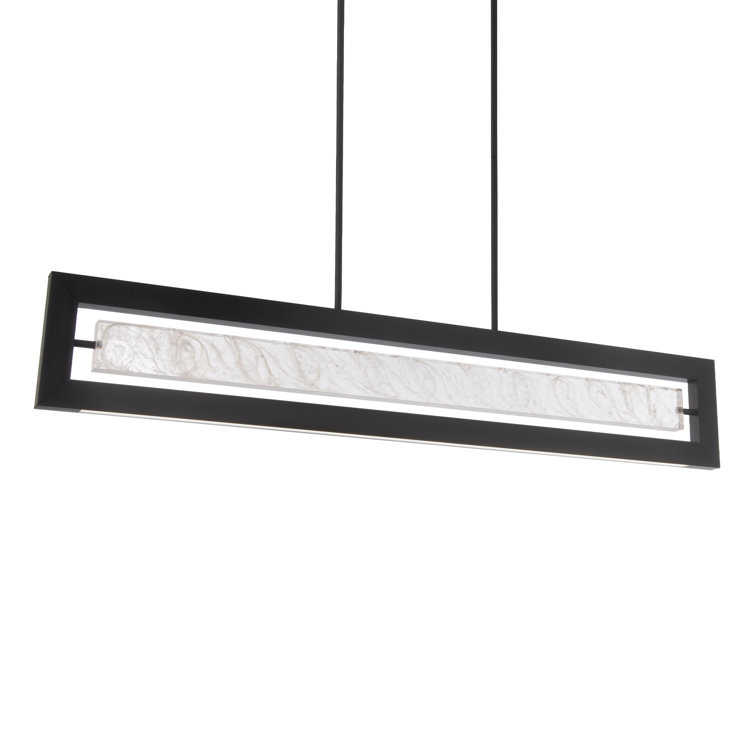 Equilibrium Black LED Kitchen Island Pendant with Cloudy Acrylic Shade