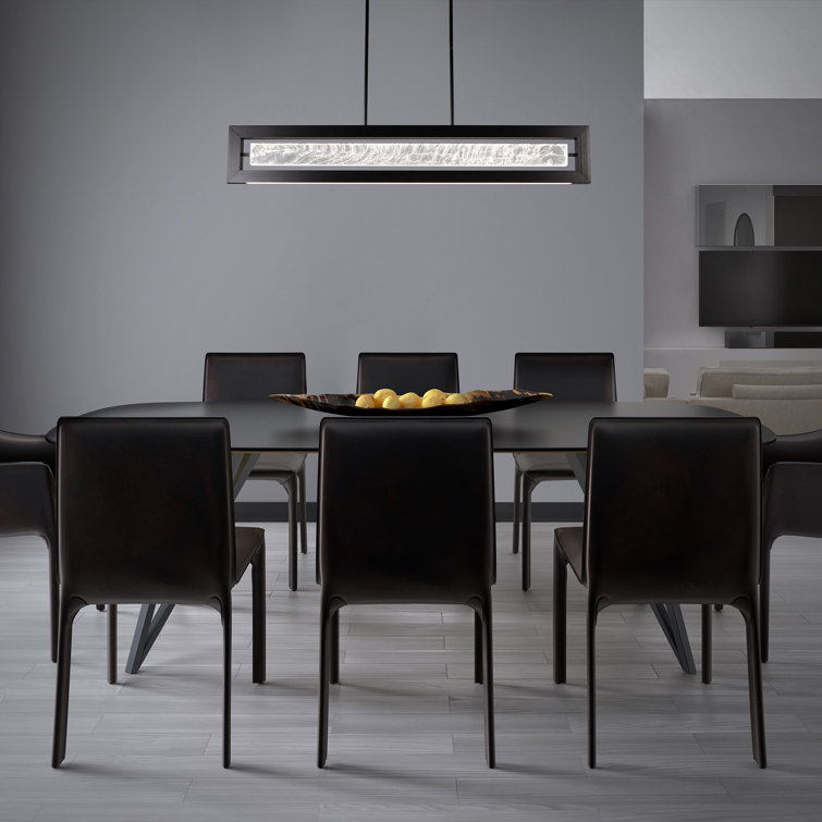 Equilibrium Black LED Kitchen Island Pendant with Cloudy Acrylic Shade