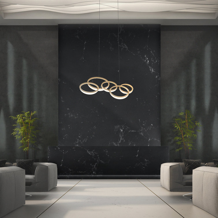 Aged Brass and Alabaster LED Pendant Light