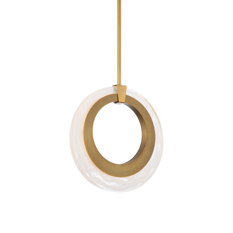 Aged Brass Mini LED Pendant with Pressed Glass Diffuser
