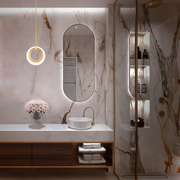 Aged Brass Mini LED Pendant with Pressed Glass Diffuser