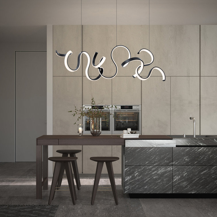 Tempest Black Crystal LED Kitchen Island Pendant with Silica Diffuser