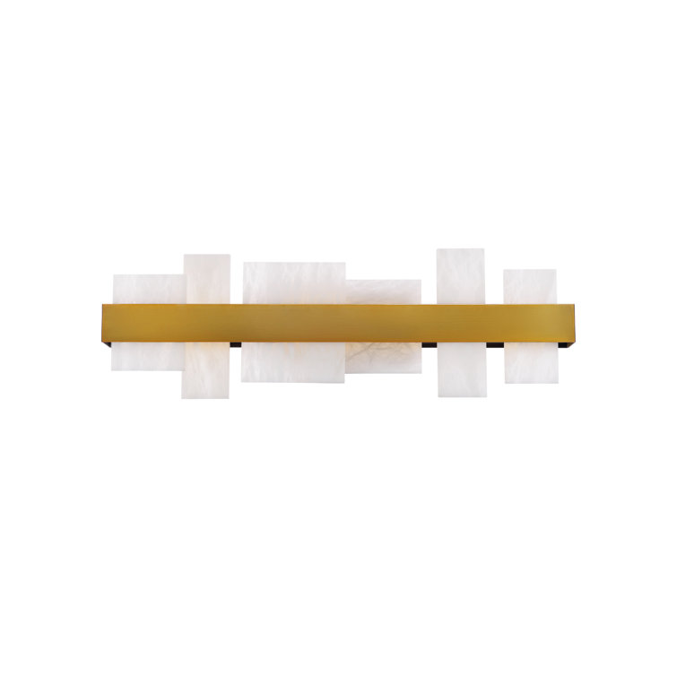 Acropolis Aged Brass Dimmable LED Vanity Light with Spanish Alabaster Shade