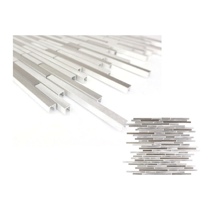 Gray Brushed Aluminum 12x16 Metal Mosaic Tile