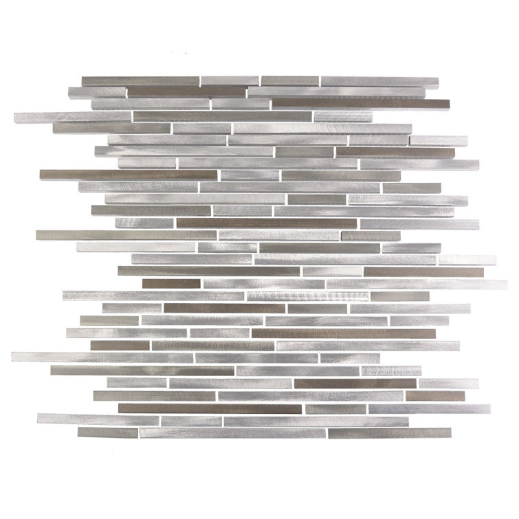 Gray Brushed Aluminum 12x16 Metal Mosaic Tile