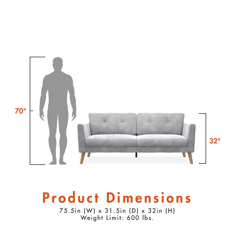 Elegant Gray Velvet Tufted Sofa with Sleek Wood Legs