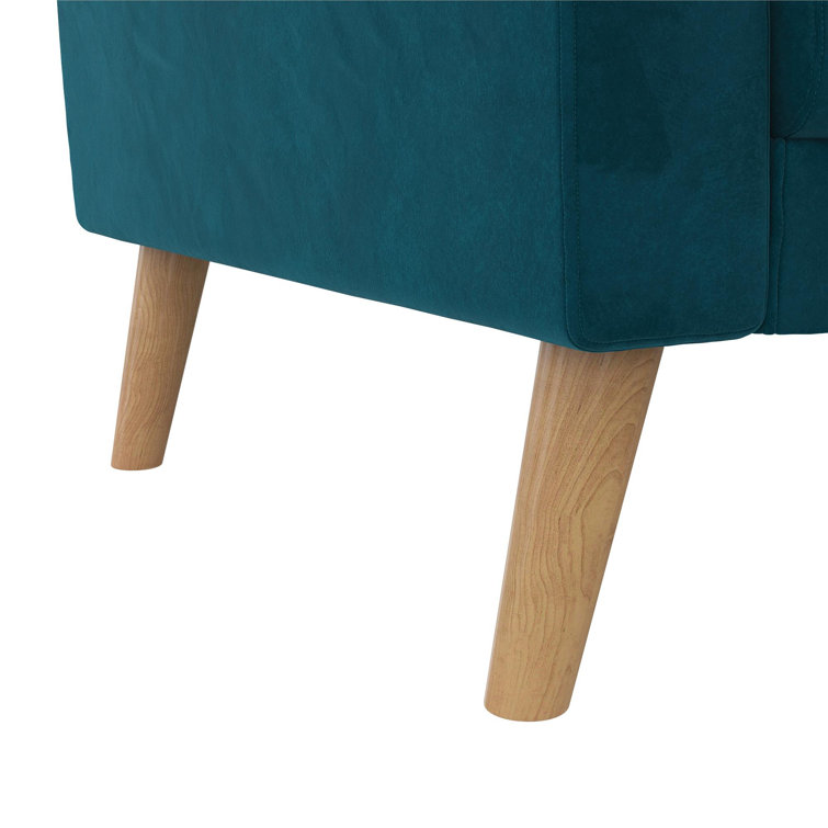 Mid-Century Boho Glam Blue Velvet Tufted Sofa