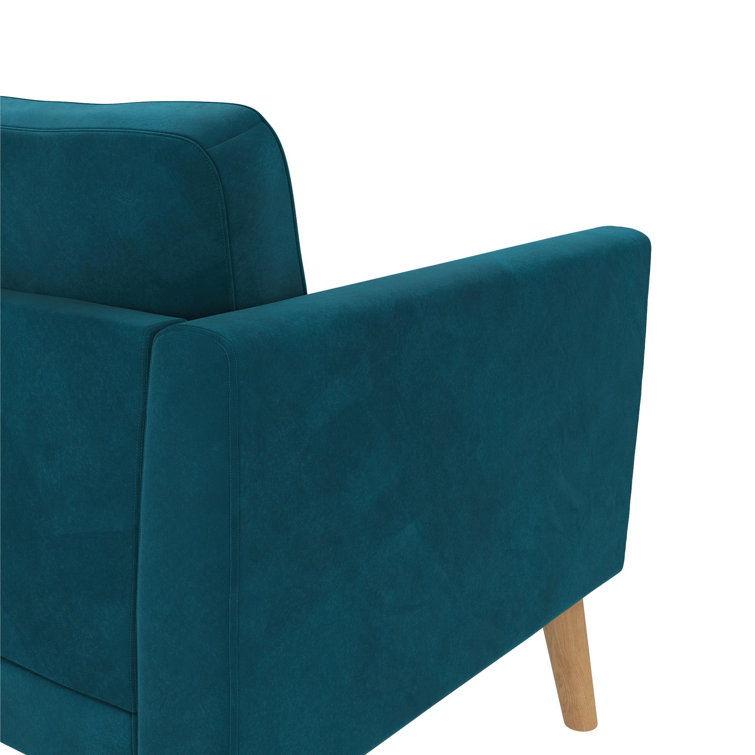 Mid-Century Boho Glam Blue Velvet Tufted Sofa