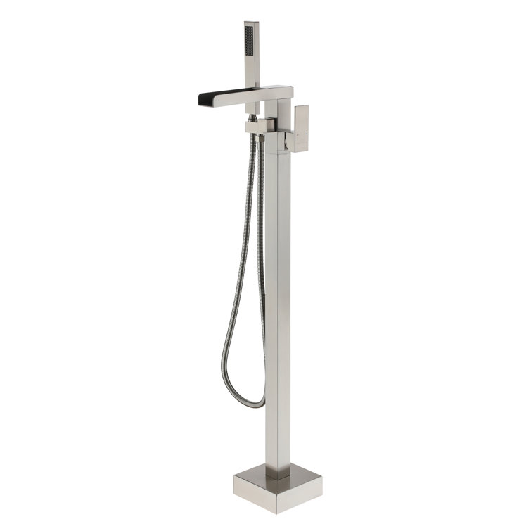 Brushed Nickel Modern Freestanding Tub Faucet with Hand Shower