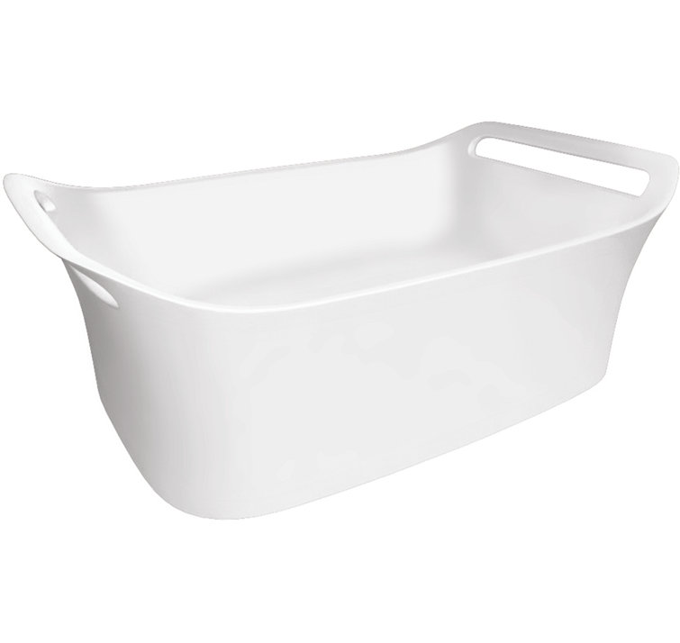 White Cast Mineral Rectangular Vessel Sink with Integrated Towel Holders