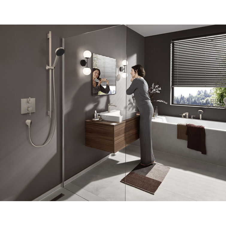 Contemporary Black Brushed Wall-Mounted Shower Trim