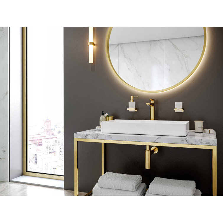 Brushed Black Chrome Wall-Mounted Glass Toothbrush Tumbler