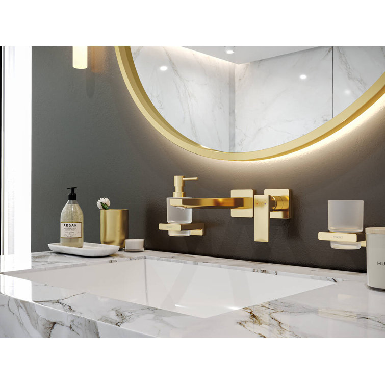 Brushed Black Chrome Wall-Mounted Glass Toothbrush Tumbler