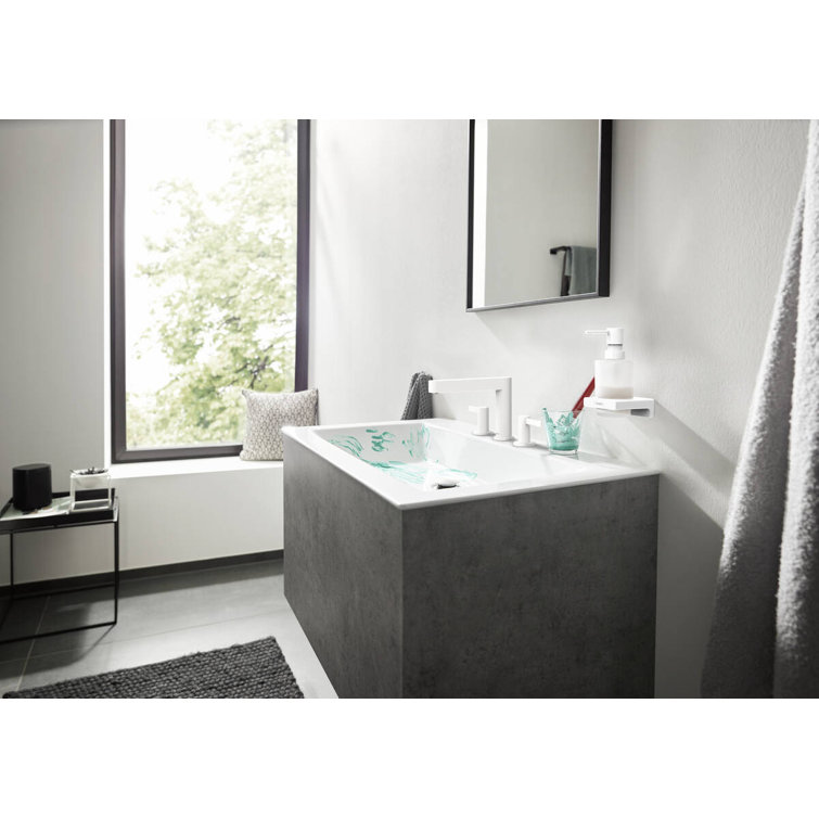 Modern Matte White 3-Hole Widespread Bathroom Faucet with Push-Open Drain