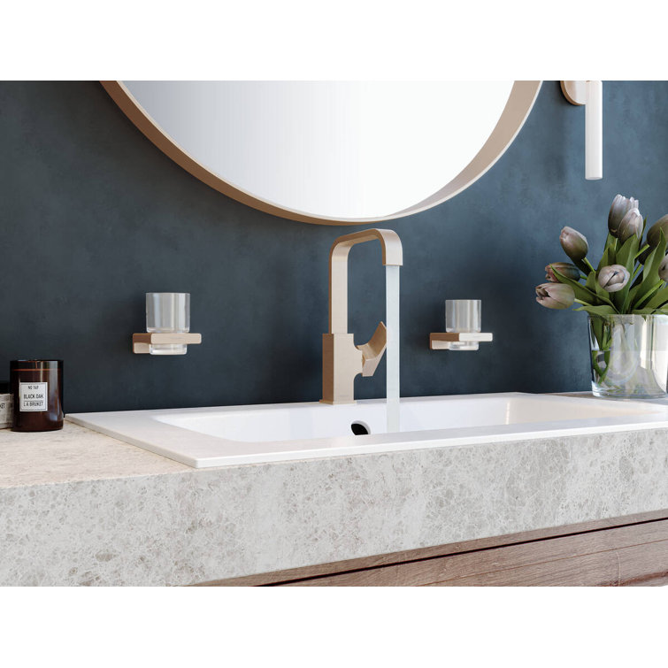 Brushed Black Chrome Wall-Mounted Glass Toothbrush Tumbler