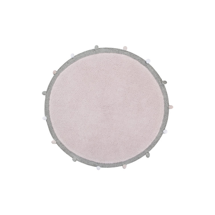 Handmade Soft Pink Wool Rectangular Washable Rug