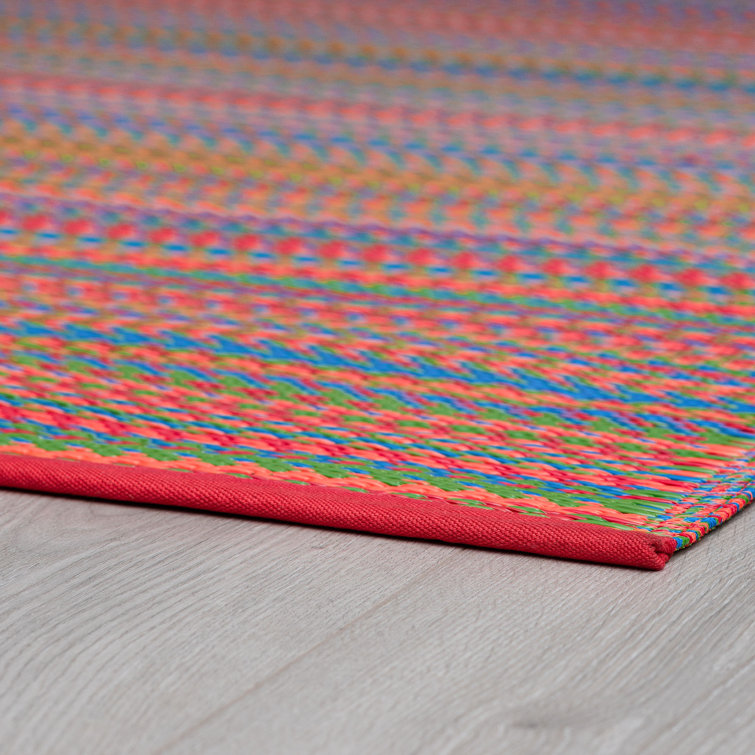 Sunset Stripe Red and Gray Synthetic 5' x 7' Area Rug