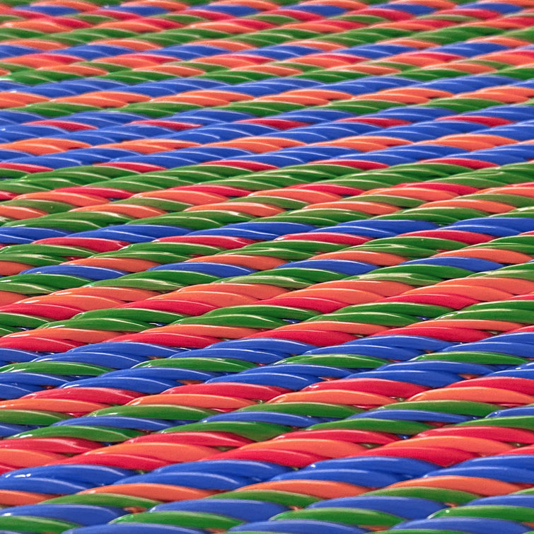 Sunset Stripe Red and Gray Synthetic 5' x 7' Area Rug