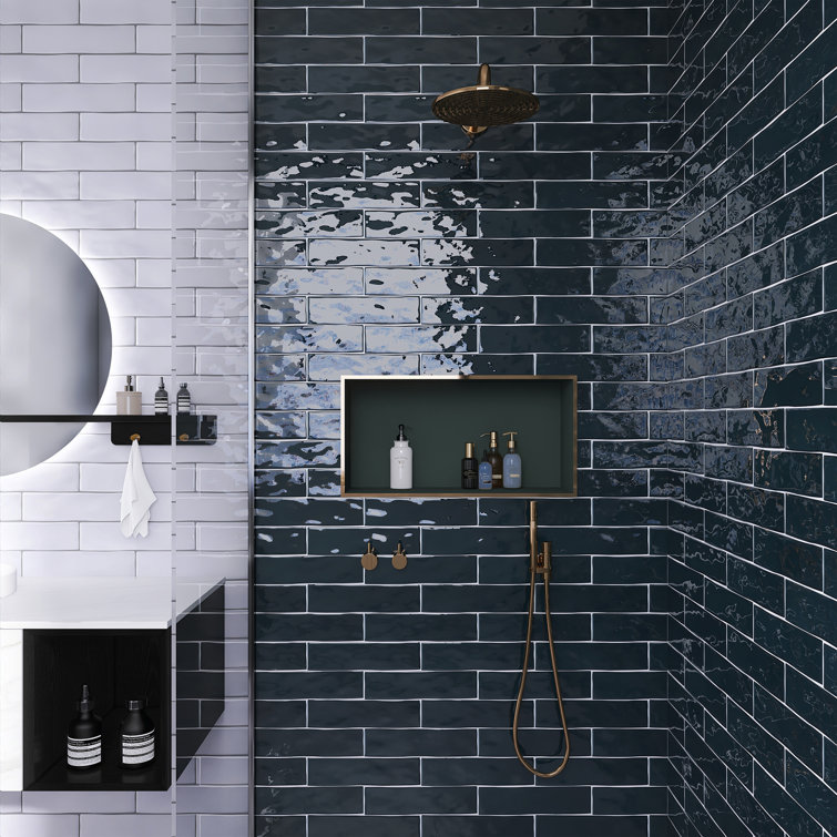 Petroleo Blue Ceramic Subway Wall Tile 3 x 12 Inch