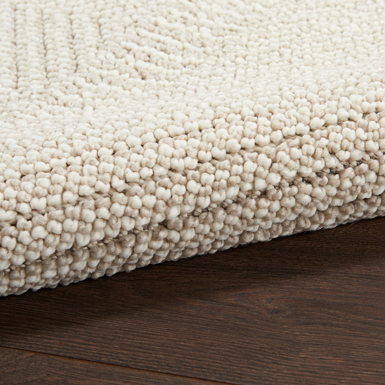 Ivory Geometric Braided Synthetic Rectangular Area Rug